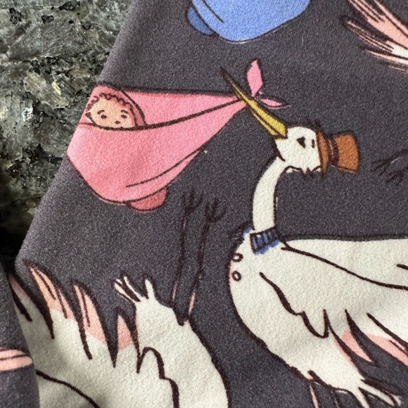 LuLaRoe Baby Shower Stork Pregnancy Announcement Leggings Plus Size 1X T&C - Picture 6 of 11